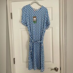 Boden NWT Knotted Jersey Mini Dress- Blue and White